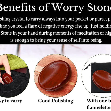 Amazing Gemstone Set of 4 Worry Stone Crystals and Healing Stones - Worry Stones for Stress Relief Gift - Piedra Crystal Fidget for Meditation, Relaxation - Unique Stocking Stuffers & Birthday Gifts
