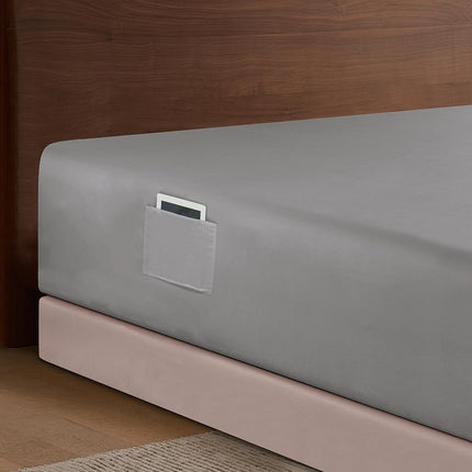 Elegant Comfort 1500 Premium Hotel Quality 18-24 Inches Deep - Extra Deep Pocket Single Fitted Sheet for High Mattress, Luxury and Softest, Smart Pocket - Wrinkle Free, Full, Gray
