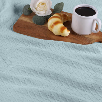 Superior 100% Cotton Thermal Blanket, Soft and Breathable Cotton for All Seasons, Bed Blanket and Oversized Throw Blanket with Luxurious Diamond Weave - Twin Size, Aqua