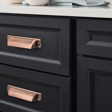 khtumeware 6 Pack 2-1/2"(64mm) Brushed Antique Copper Drawaer Pulls Cabinet Cup Pulls Kitchen Hardware Bin Cup Drawer Pulls Drawer Handles Knobs.