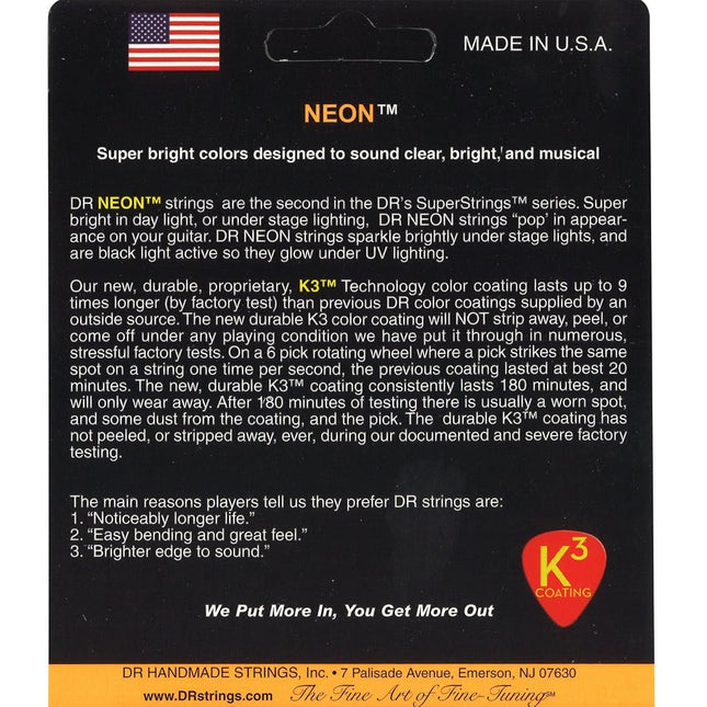 DR Strings Hi-Def Neon Orange Electric Lite