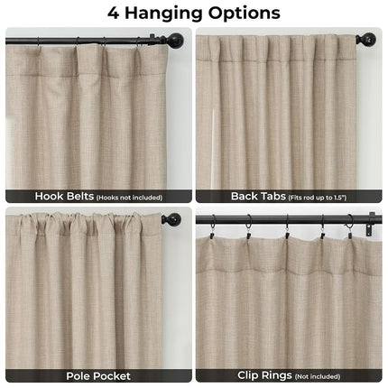 HPD Half Price Drapes Faux Linen Textured Room Darkening Curtains for Bedroom 96 Inches Long (1 Panel), 50W X 96L Curtains for Living Room Home Decor, Thatched Tan