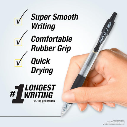 Pilot G2 Retractable Premium Gel Ink Roller Ball Pens, Ultra Fine Point, Black, Box of 12 -31277