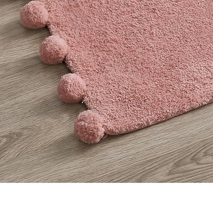 VCNY Home | Collection fraîche | Tapis de bain – Pompons Ultra Doux – Absorption optimale pour la salle de bain, 60 x 150 cm, Rose poudré