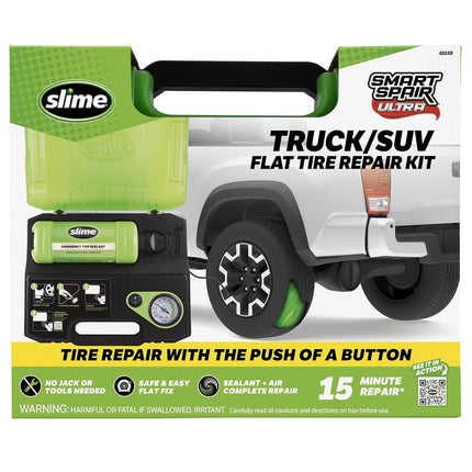 Slime 50159 Flat Tire Repair Kit, Smart Spair Ultra All-in-One Solution Repairs & Inflates, Truck/SUV, 15 Minute Fix