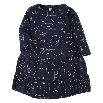 Hudson Baby Baby Girls' Cotton Dresses, Metallic Snowflake Star, 5T