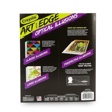 CRAYOLA Art With Edge Optical Illusions Coloring Pages (40pgs), Adult Coloring, 3D Art, Gift for Teens & Adults