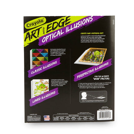 CRAYOLA Art With Edge Optical Illusions Coloring Pages (40pgs), Adult Coloring, 3D Art, Gift for Teens & Adults