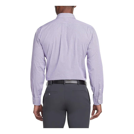 Van Heusen Men's Regular Fit Gingham Button Down Collar Dress Shirt, Amethyst, Medium