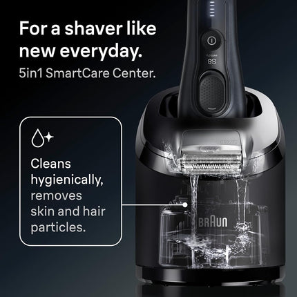 Braun Series 8 8560cc Electric Razor for Men, 4+1 Shaving Elements & Precision Long Hair Trimmer, 5in1 SmartCare Center, Close & Gentle Even on Dense Beards, Wet & Dry Electric Razor, 60min Runtime
