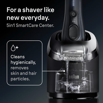 Braun Series 8 8560cc Electric Razor for Men, 4+1 Shaving Elements & Precision Long Hair Trimmer, 5in1 SmartCare Center, Close & Gentle Even on Dense Beards, Wet & Dry Electric Razor, 60min Runtime
