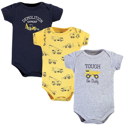 Hudson Baby Baby Cotton Bodysuits, Construction, 0-3 Months