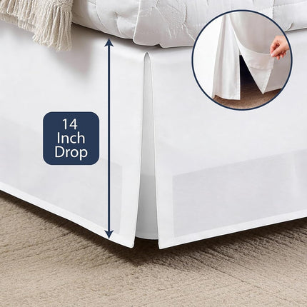 Lux Hotel Microfiber Tailored Style Bed Skirt with Classic 14 Inch Drop Length, Twin, White