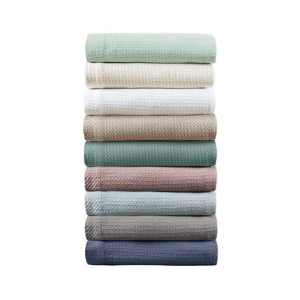 Madison Park Soft Certified 100% Egyptian Cotton Breathable Cozy Blanket, Premium Waffle Knit Classic Design, Luxury All Season Lightweight Cover for Bed, Couch and Sofa, Khaki King(108"x90")