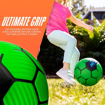 Nerf Kids Foam Mini Soccer Ball - Proshot Youth Soccer Ball - 7" Indoor + Outdoor Ball for Kids + Toddlers -Green/Blue
