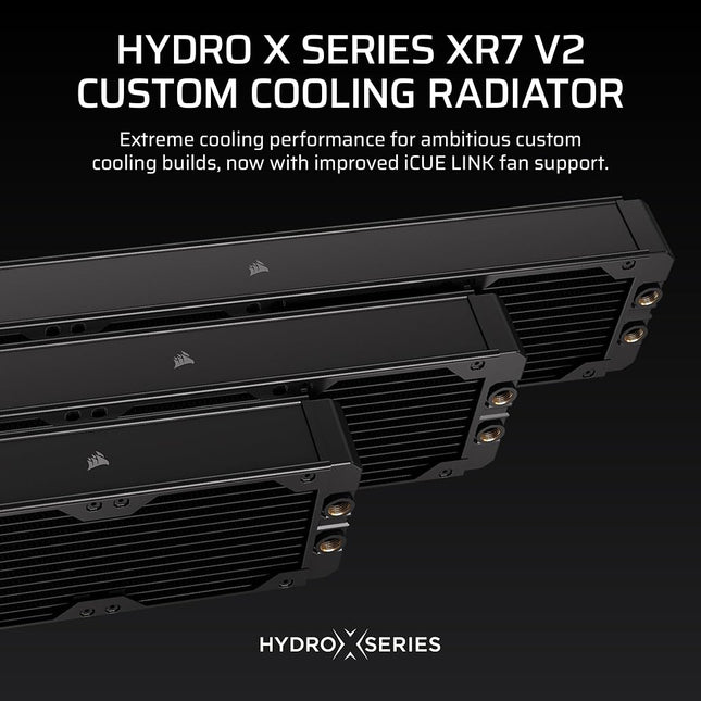 CORSAIR Hydro X Series XR7 360mm V2 Custom Cooling Radiator – Compatible with iCUE LINK Fans, 3x120mm Fan Mounts, Screw Protection Plates, G1/4” Threads – Black