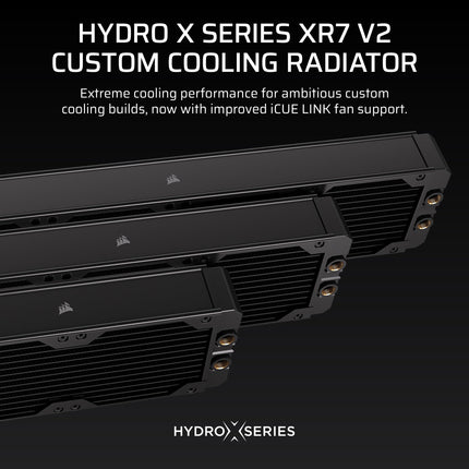 CORSAIR Hydro X Series XR7 360mm V2 Custom Cooling Radiator – Compatible with iCUE LINK Fans, 3x120mm Fan Mounts, Screw Protection Plates, G1/4” Threads – Black