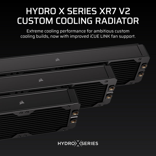 CORSAIR Hydro X Series XR7 360mm V2 Custom Cooling Radiator – Compatible with iCUE LINK Fans, 3x120mm Fan Mounts, Screw Protection Plates, G1/4” Threads – Black