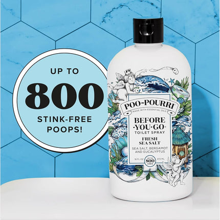 Poo-Pourri Before-You-Go Toilet Spray Refill, Fresh Sea Salt, 16 Fl Oz
