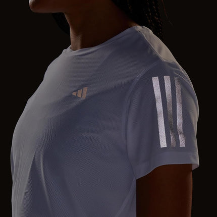 adidas Women's Own The Run T-Shirt, White/Opulent Garden, XXS
