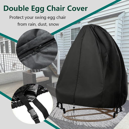 FLYMEI 【Upgraded】 Patio Egg Chair Covers with Zipper, Durable Large Wicker Egg Swing Chair Covers, Waterproof Heavy Duty Weather Resisatnt Outdoor Chair Cover, Windproof Hanging Chair Cover
