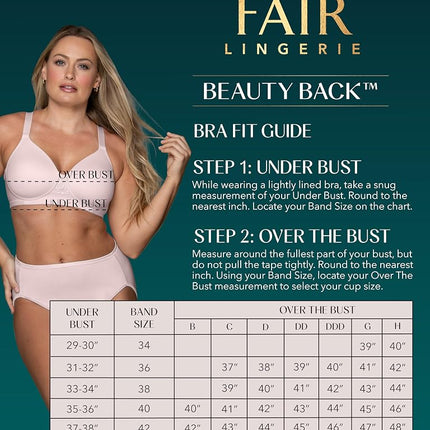 Vanity Fair Women's Full Figure Beauty Back Smoothing Bra, 4 Way Stretch Fabric, Lightly Lined Cups Up to H, Opaque, Star White, 42B