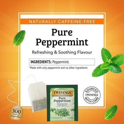 Twinings of London Pure Peppermint Herbal Tea Bags, 20 Count