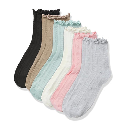 The Children's Place Girls' Midi Socks Variety Pack, Multicolor Lettuce 6-pack, Large