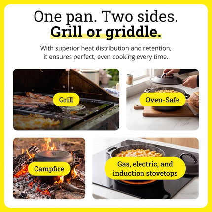 Lodge 50.8 x 26.51 cm / 20 x 10.44 inch Pre-Seasoned Cast Iron Reversible Grill/Griddle