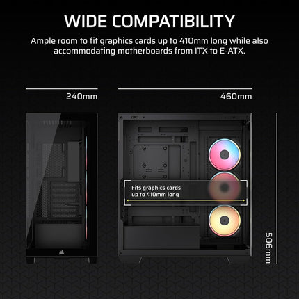 CORSAIR 3500X LX-R RGB iCUE LINK Panoramic Mid-Tower PC Case – 3x Pre-Installed LX120-R RGB Fans, Includes iCUE LINK System Hub, GPU Anti-Sag Arm, Fits up to 10x 120mm Fans – Black