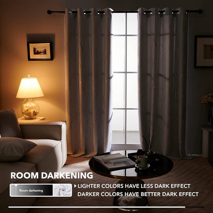 Deconovo Wave Printed Thermal Insulated Blackout Curtains, Room Darkening Energy Efficient Panel, Grommet Drapes for Bedroom (52W x 96L Inch, 2 Panels, Greyish White)
