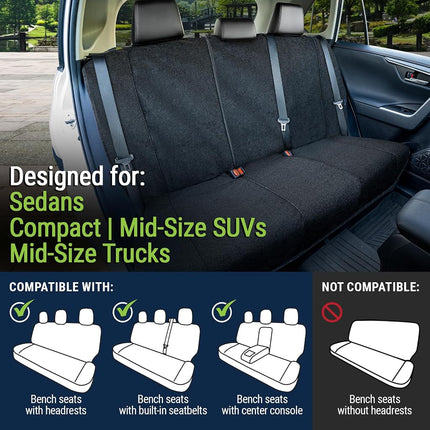 Season Guard Back Seat Towel Seat Cover for Cars; Great for After Gym Workouts, Dogs, Kids, and Outdoor Activities; Universal Fit for Cars SUVs Vans Trucks Rear Seats, EZ fit, Non Slip Grip, Black