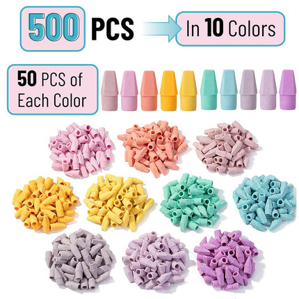 Mr. Pen- Pencil Erasers Toppers, 500 Pack, Colorful, Latex Free, No Smudge, Mr Pen Erasers for Pencils
