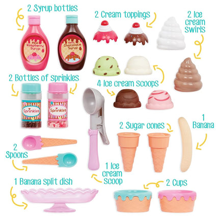 Battat Ice Cream Play Set, Sweet Treats Parlour, 21-Piece Toy Food Playset