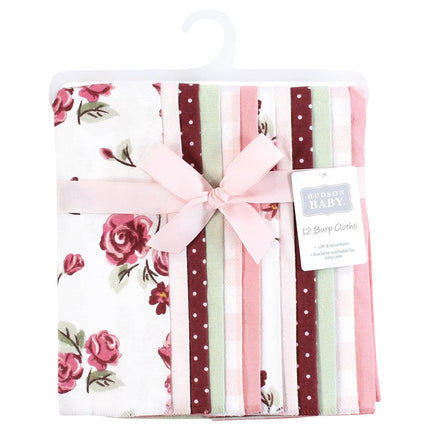 Lot de 12 langes en flanelle pour bébé Hudson Baby, Roses Douces, Taille Unique