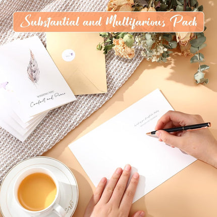 Saypacck 100 Sets Bulk Sympathy Cards with Envelopes and Stickers Condolences Bereavement Greeting Cards to Express Your Condolences(Flower)