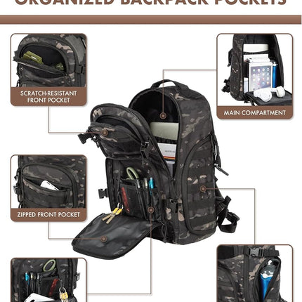 TRAILKICKER Tactical Laptop Backpack Military Backpack for Men Black Tactical Bag Backpack, Tac0006camo, Modern