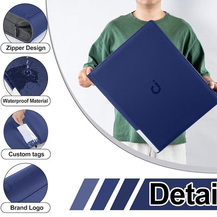 Premium Card Binder 16 Pocket - Fits 1600 Cards，4X4 Ringless Card Album with Sleeves for Trading Cards & Sports Cards（Model C，Classic Navy Blue）