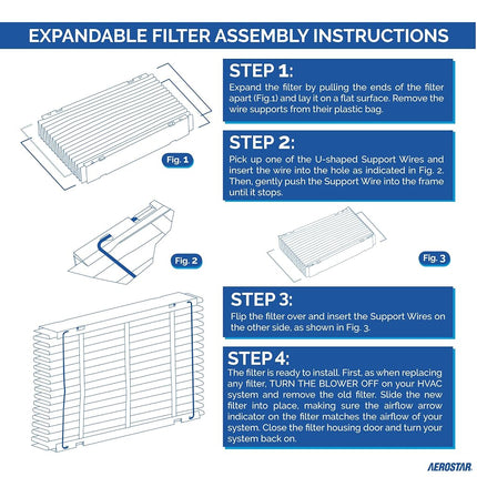 Aerostar MERV 13 Collapsible Replacement Filter for Aprilaire 413,(Pack of 2)