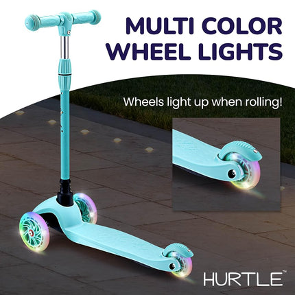 Hurtle Kids Scooter, 3 Wheel Toddler Scooter Ages 2-5, LED Wheels