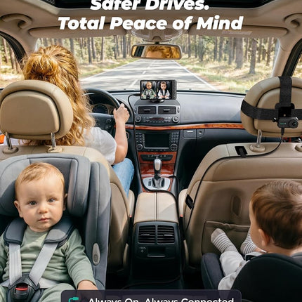 WEMOH Magnetic Dual Baby Car Camera for Two Kids, 1080P IPS Display with Magnetic Mount, 3 Modes(Zoom/Mirror/Split), Automatic Night Vision, USB-Powered Car Camera for Baby Rear Facing (2 Cams)