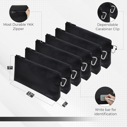 COREFLEX 6 Pack Premium Tool Pouch Zipper Bag with Internal Pockets, Small Tool Bag, Multipurpose Storage Pouch, Heavy Duty Flat Bottom Tool Bag with YKK Zipper for Tools, Gadgets, Stationary.