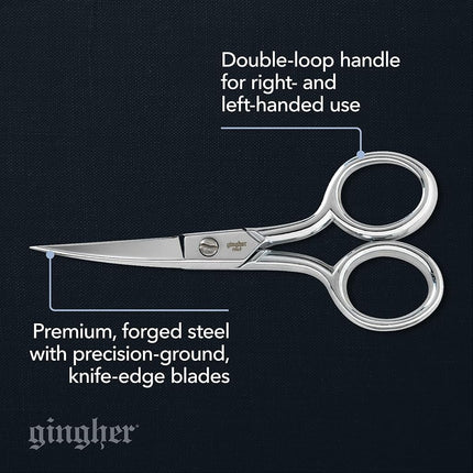 Fiskars Gingher 4' Curved Embroidery Scissors, Silver