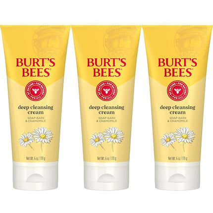 Burt's Bees Soap Bark and Chamomile Deep Cleansing Cream, 6 Ounces (Pack of 3)