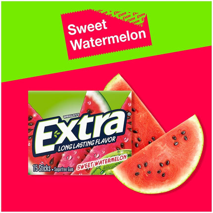 Wrigleys Extra Sweet Watermelon Sugarfree Chewing Gum Box Of 10 x 15 Stick Packs