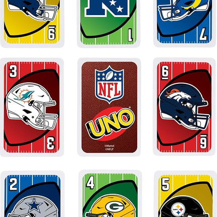Mattel Games UNO NFL Card Game in Storage Tin Box for Kids, Adults, Parties & Travel with NFL Team Logos & Special Rule (Amazon Exclusive)