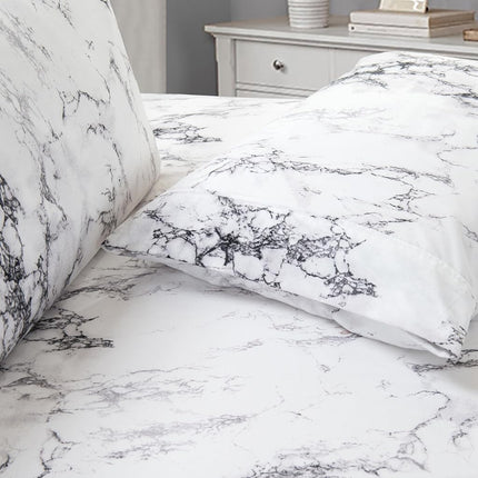 Elegant Comfort Luxury Ultra-Soft 2-Piece Pillowcase Set - 1500 Premium Hotel Quality Microfiber Double Brushed - Wrinkle Resistant, Standard/Queen, Marble Pattern White