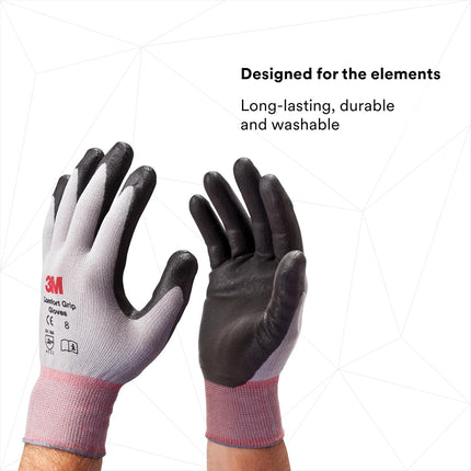 3M Comfort Grip General Use Work Glove, Nitrile Palm Coating, Washable with Knit Wrist Cuff, 1 Pair, Large