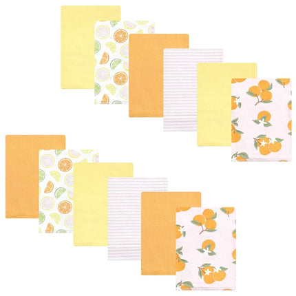 Hudson Baby Unisexo Bebé Algodón Franela Paños para Eructar Paquete, Naranja Cítrico, Talla Única