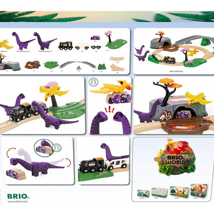 BRIO World 36094 Dinosaur Adventure Train Set 21 Pieces for Kids Ages 3+